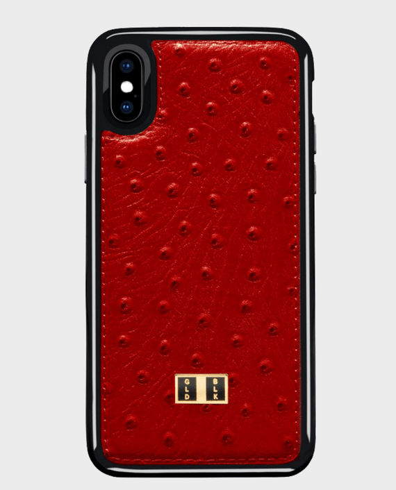 Gold Black iPhone X Leather Case Ostrich Red in Qatar