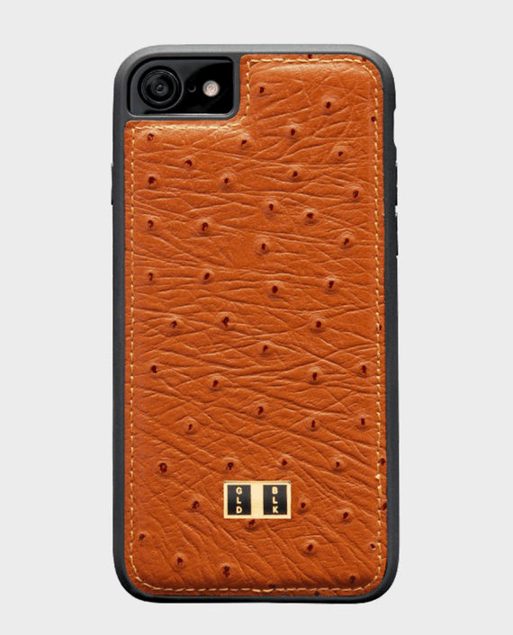 Gold Black iPhone 8 Leather Case Ostrich Orange in Qatar