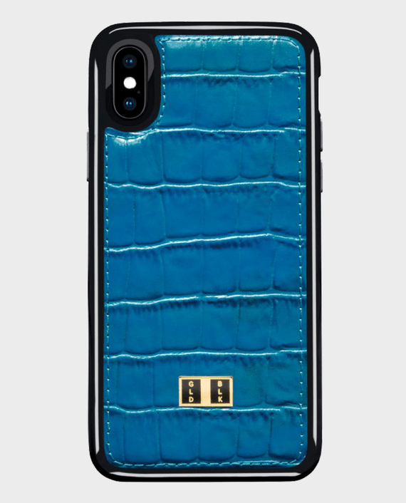 Gold Black iPhone X Case Croco Blue in Qatar