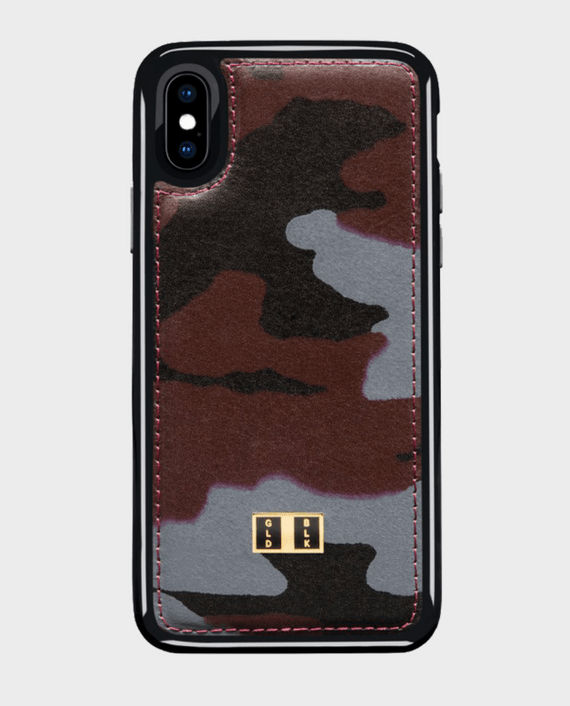 Gold Black iPhone X Leather Case Camouflage in Qatar