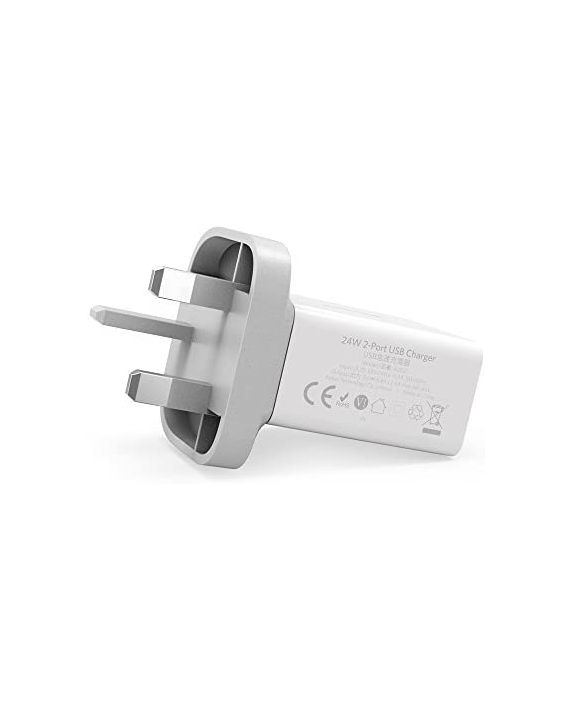 Anker 24W 2-Port USB Charging Adaptor UK-White