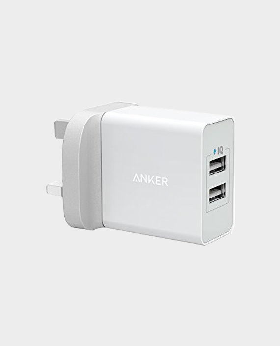 Anker 24W 2-Port USB Charging Adaptor UK-White in Qatar