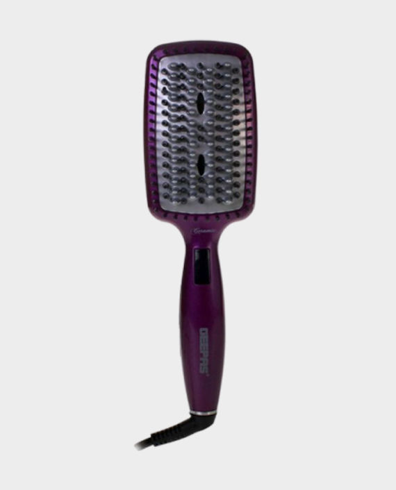 Geepas GHBS86012 50W Straightener Brush with Ceramic Anti Scald Hair Brush Purple Price in Qatar
