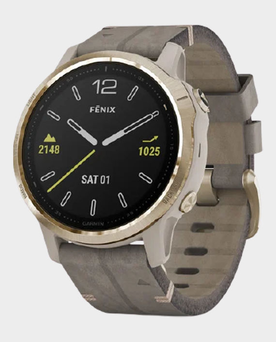 Garmin 010-02159-40 Fenix 6S Pro Sapphire Edition Smartwatch Light Gold Shale Grey in Qatar
