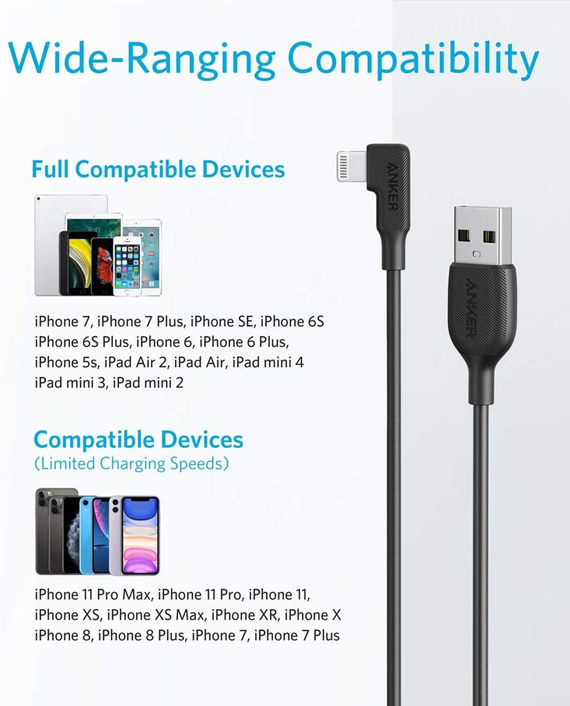 Anker USB-A to 90 Degree Lightning Cable 6Ft/1.8M
