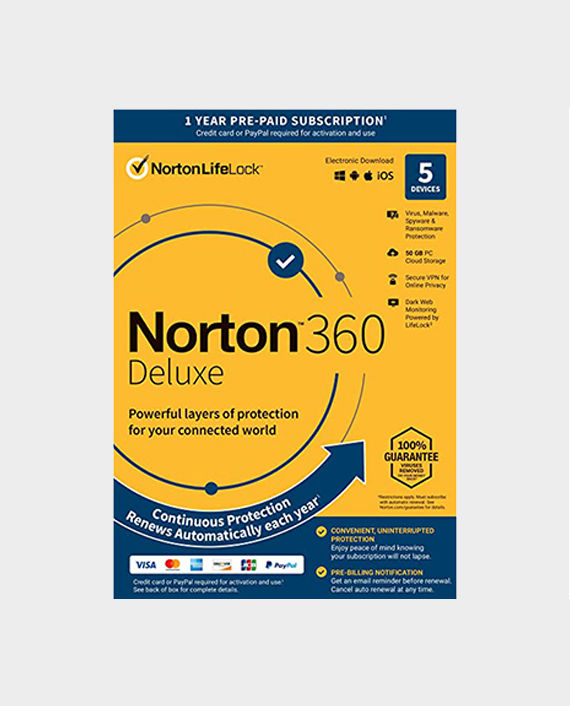 Norton 360 Deluxe 50GB AR 5 User in Qatar