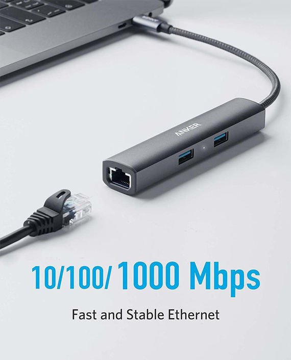 Anker Power Expand+ 5-in-1 USB-C Ethernet Hub Gray