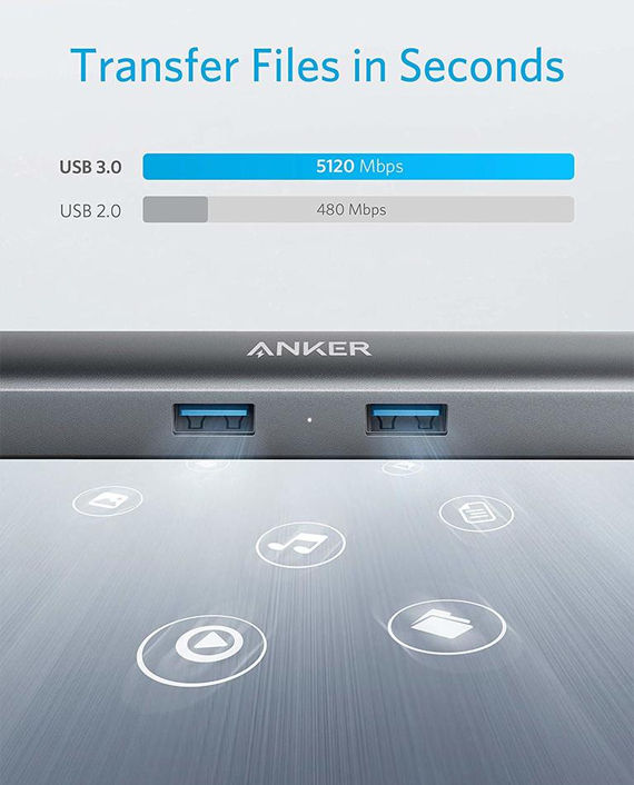 Anker Power Expand+ 5-in-1 USB-C Ethernet Hub Gray