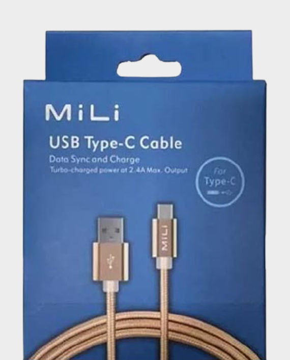 MiLi Type-C to USB 1m Rope Cable Gold in Qatar