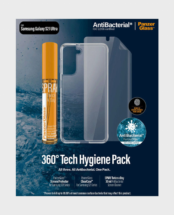 Panzer Glass Samsung Galaxy S21 Ultra Antibacterial 360 Tech Hygiene Pack in Qatar