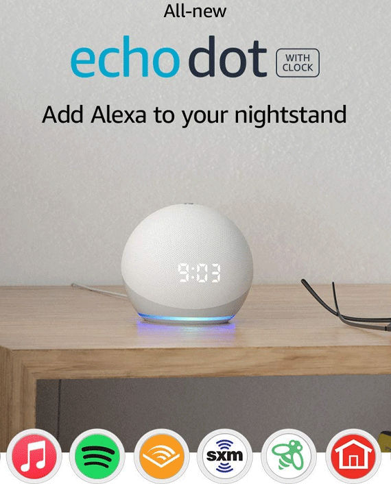 Amazon Echo Dot 4th Generation With Clock White