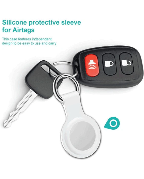 Devia Silicone Case With Key Ring For AirTag White