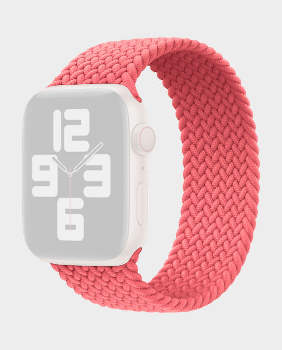 Green Braided Solo Loop Strap for Apple Watch 44mm Pink in Qatar