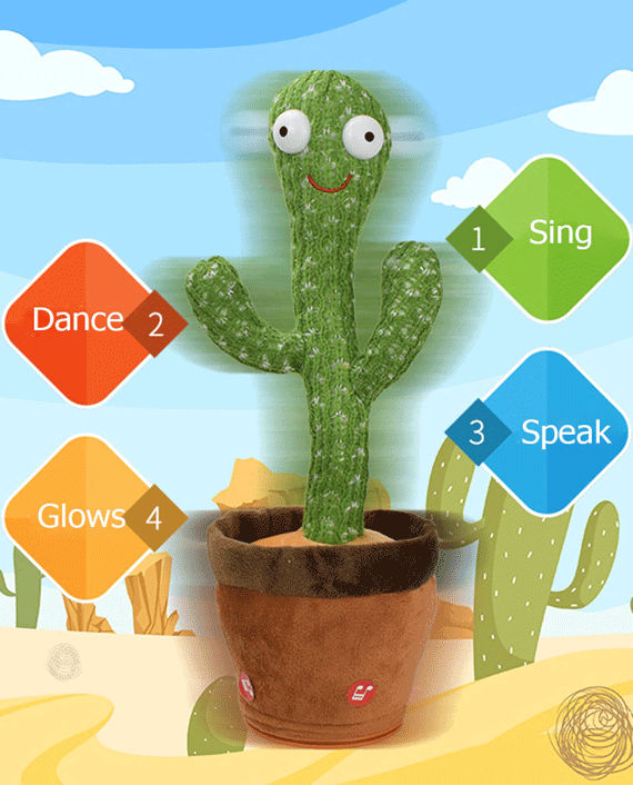 Plush Dancing Cactus Toy Electronic Shake Dance With Bluetooth Speaker
