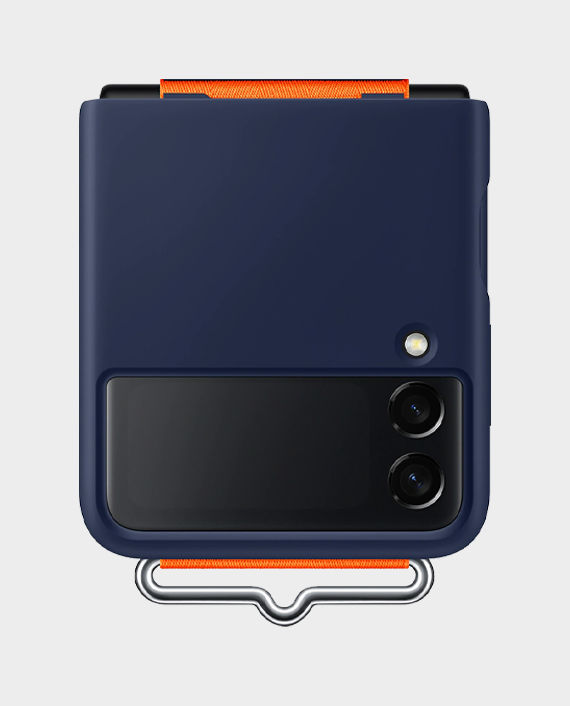 Samsung Flip 3 Silicone Cover with Strap Navy in Qatar