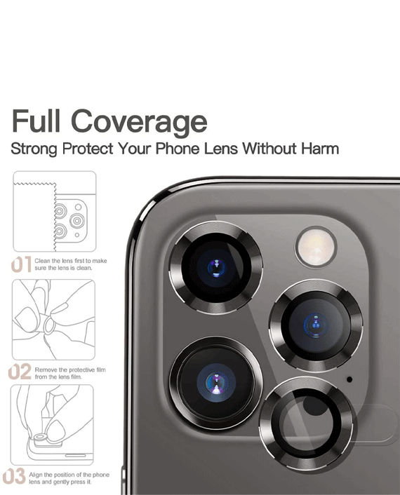 Green iPhone 13 Pro Pro Max Anti-Glare Camera Glass Protector Black