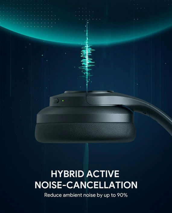 Aukey EP-N12 Hybrid Active Noise Cancelling Headphone Black
