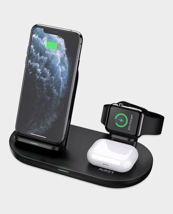 Aukey LC-A3 3 in 1 AirCore Wireless Charging Station Stand Charging Dock in Qatar