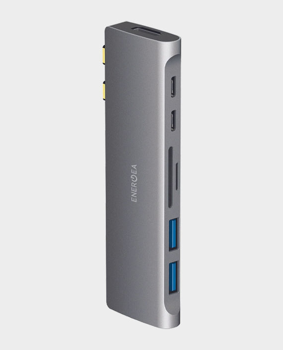 Energea AluHub Mac Pro2 7 in 1 Aluminum USB-C Hub with USB C & 2 USB 3.0 Ports 100W Gunmetal in Qatar