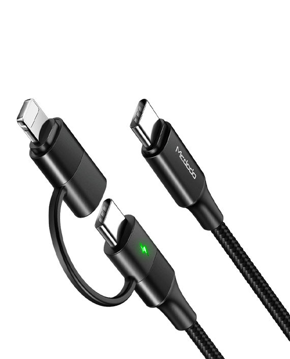 Mcdodo CA-7120 PD Quick Charge Type-C to Type-C and Lightning 2 in 1 Data Cable (1.2m/4ft)
