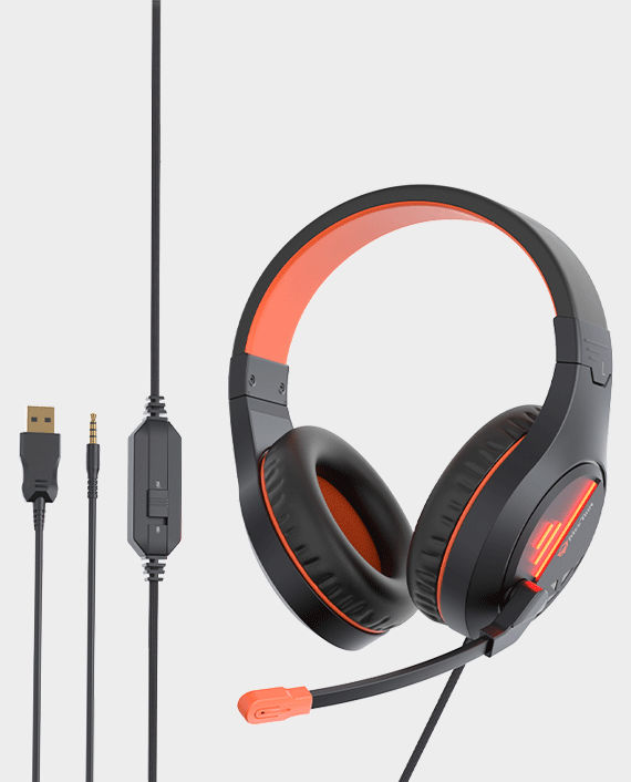 Meetion MT-HP021 Stereo Gaming Headset with Mic Backlit Black Orange
