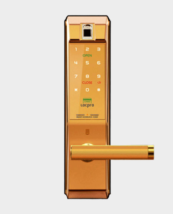 Locpro K300GA4F Modern & Dynamic Design 4 Way Access Fingerprint Passcode Card & Key Smart Door Lock Gold in Qatar