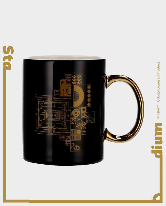 FWC Qatar 2022 Premium Mug with Emblem and Stadium Design (5202-001BG) Black & Gold