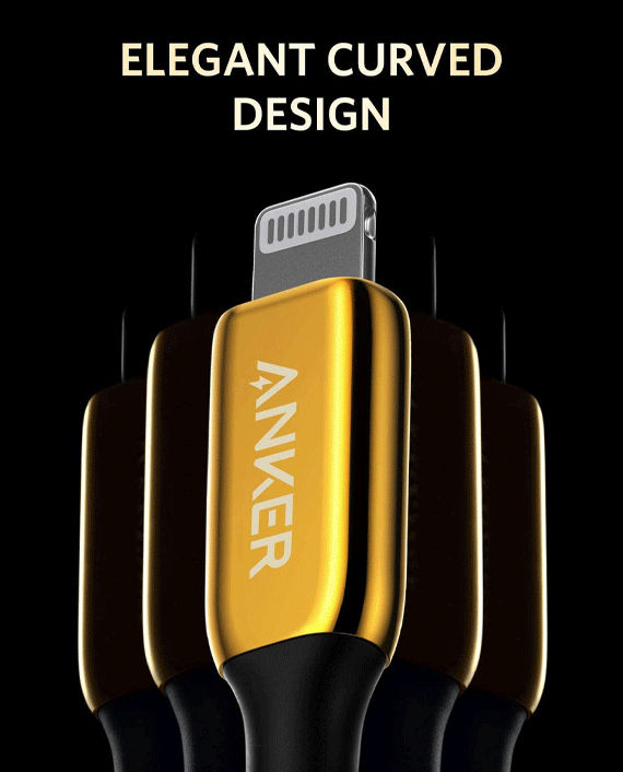 Anker Powerline+ III USB-C to Lightning Connector 6ft 1.8m A8843hb1 Gold