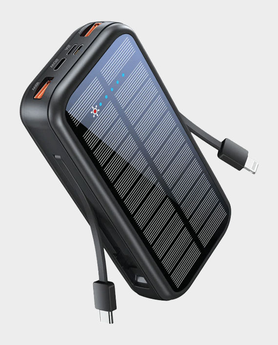 Promate SolarTank-20PDCi 20000mAh EcoLight Solar Power Bank with Built-in USB-C & Lightning Cable