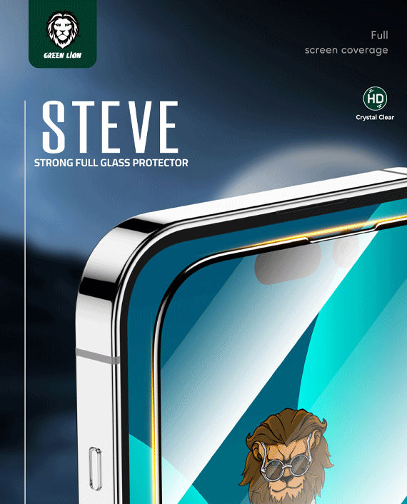 Green 9H Steve Strong Full Glass Screen Protector for iPhone 14 (6.1)