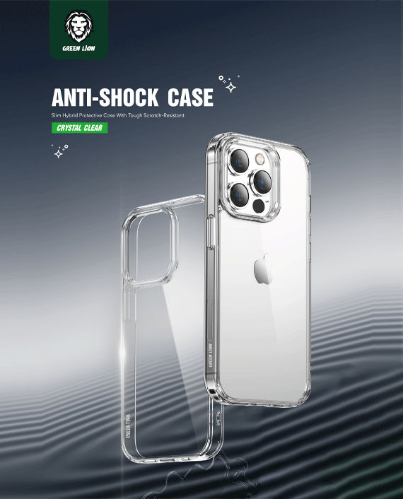 Green Anti-Shock Case for iPhone 14 Pro Clear