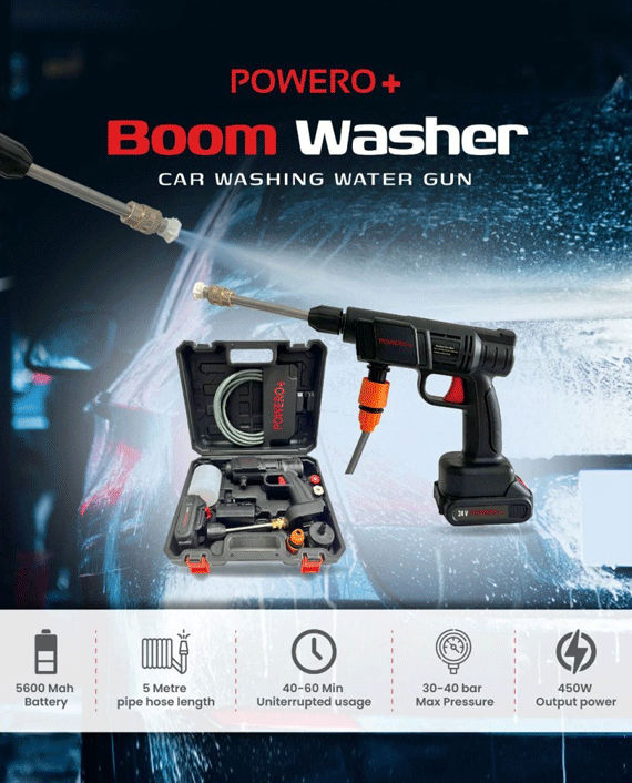 Powero+ Boom Washer Portable Car Washing Water Gun 5600mAh Battery PR-PCWBM