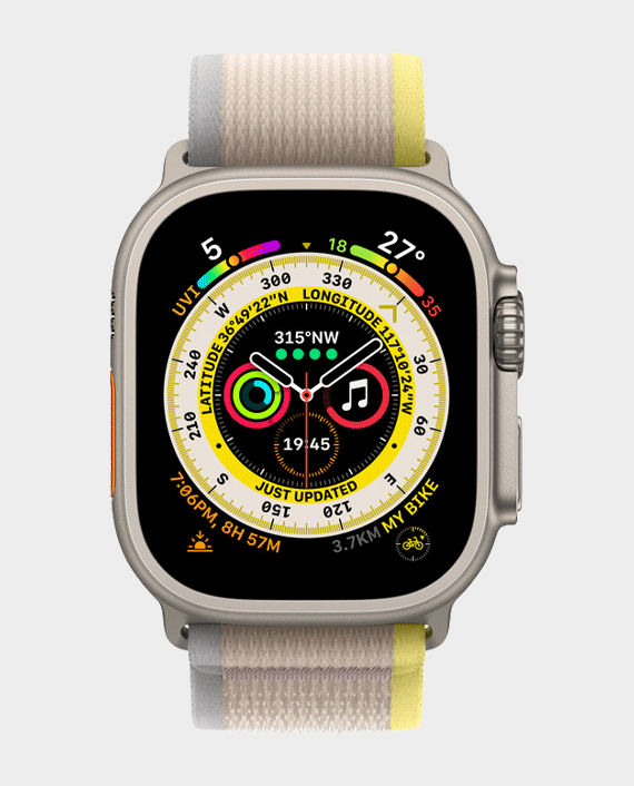 Apple Watch Ultra MNHK3 GPS + Cellular 49mm (S/M) Titanium Case With Yellow/Beige Trail Loop in Qatar