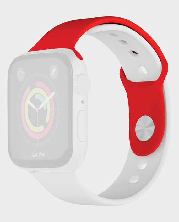 Porodo Lifestyle Sport Silicon Watch Strap 44/45mm (England) (Red/White) in Qatar