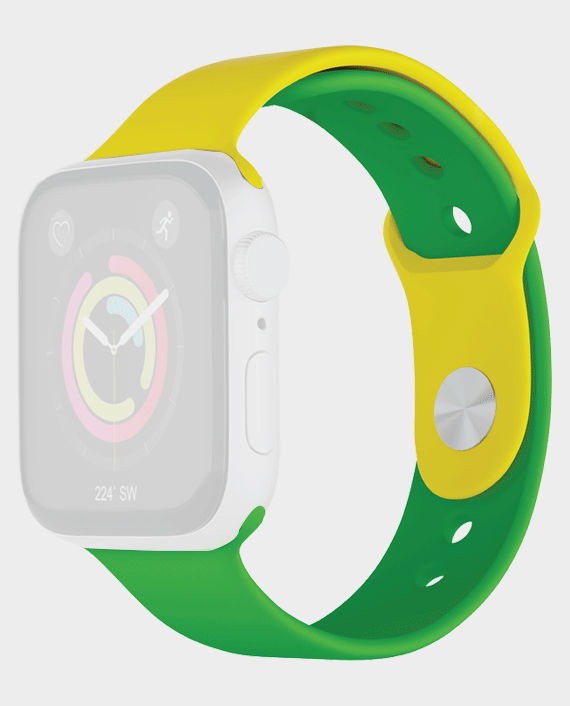 Porodo Lifestyle Sport Silicon Watch Strap 44/45mm (Brazil) (Yellow/Green) in Qatar