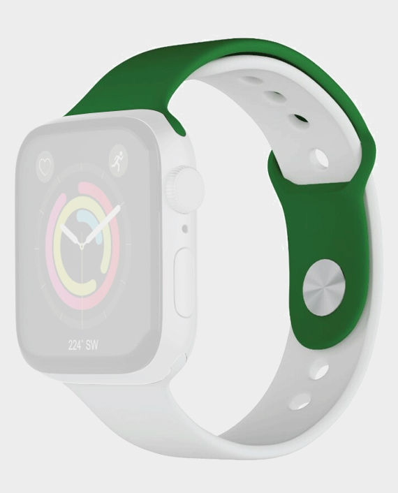 Porodo Lifestyle Sport Silicon Watch Strap 44/45mm (Saudi Arabia) (Green/White) in Qatar