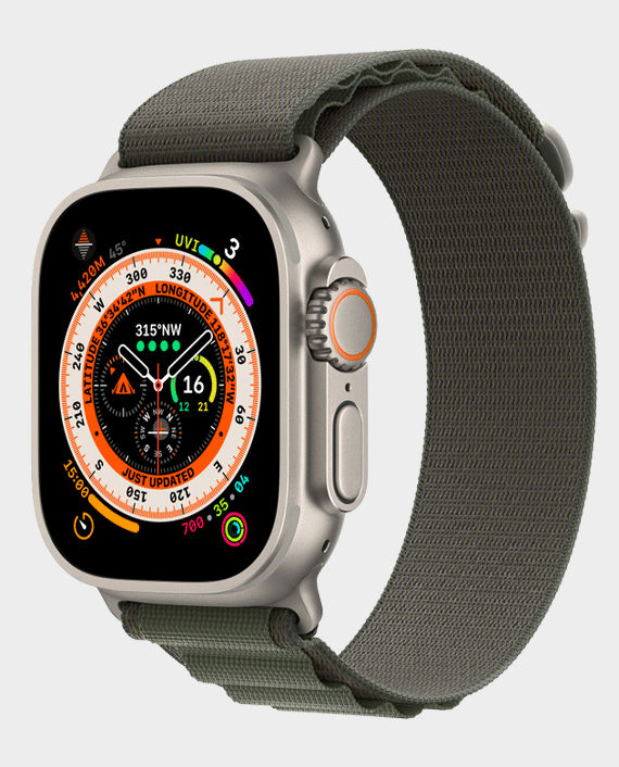Apple Watch Ultra MNHJ3 GPS + Cellular, 49MM (S) Titanium Case with Green Alpine Loop