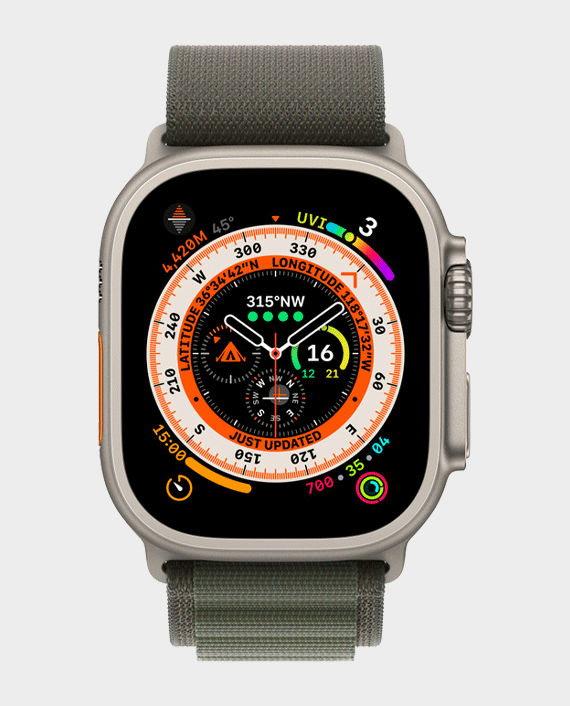 Apple Watch Ultra MQFP3 GPS + Cellular 49MM (L) Titanium Case with Green Alpine Loop in Qatar