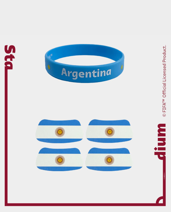 FWC Qatar 2022 Sport Wristbands Argentina 1906-003ARG + Fan Face Stickers Argentina - 1331-001ARG