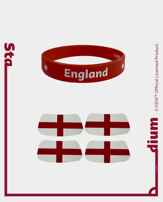 FWC Qatar 2022 Sport Wristbands England 1906-003ENG + Fan Face Stickers England - 1331-001ENG