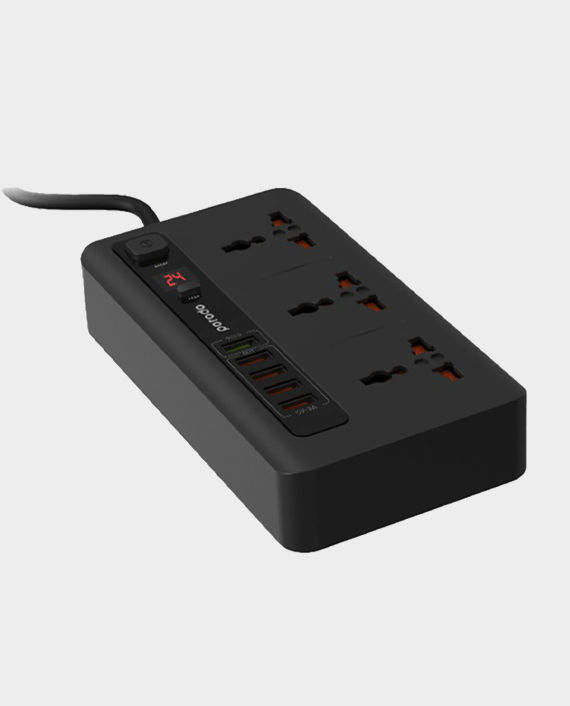 Porodo 4 USB Port 3.4A+ 1QC 3.0 with Universal Power Sockets 10A (Black)
