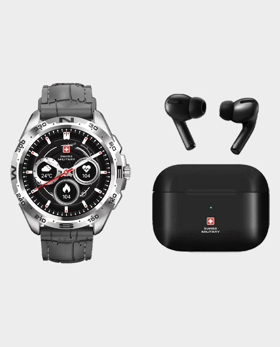 Swiss Military Bundle Dom Smart Watch (Grey) + Victor True Wireless Earbuds in Qatar
