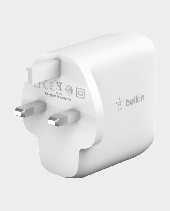 Belkin BoostCharge Dual USB-C PD GaN Wall Charger 63W WCH003myWH